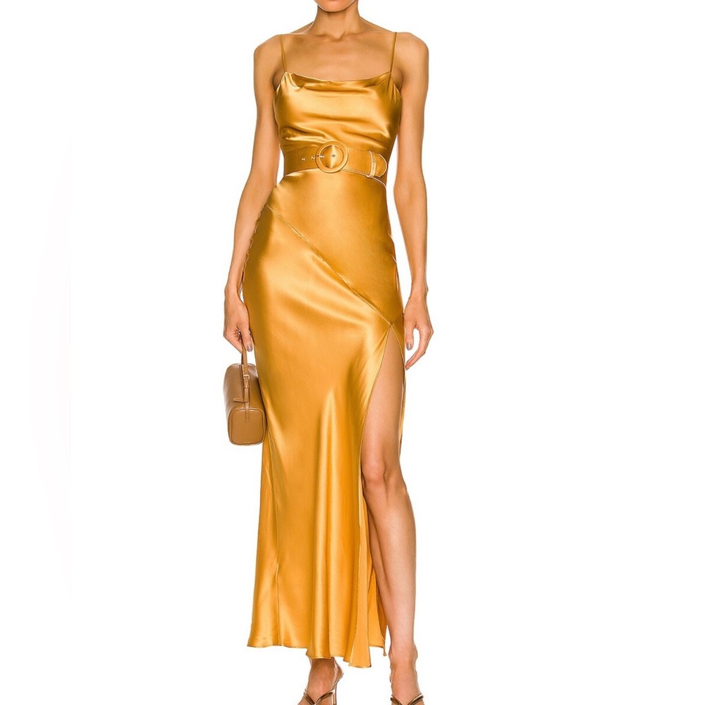 Nicholas Simone Cowl Neck Belted Midi-Dress